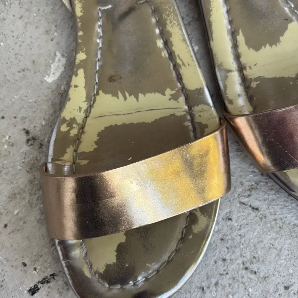Jimmy Choo metallic and creamy white leather sandals